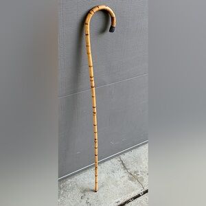 Antique Metal Tipped Crook Handle Bamboo Carnival Barker’s Cane Walking Stick